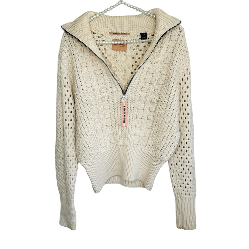Scoth & Soda Maison 1/2 Zip Chunky Sweater M Fisherman Wool Blnd Preppy Heritage